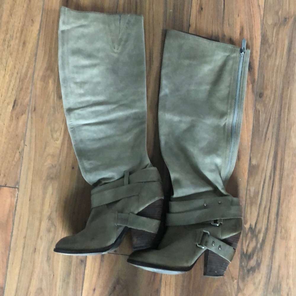 Grey over the knee boots